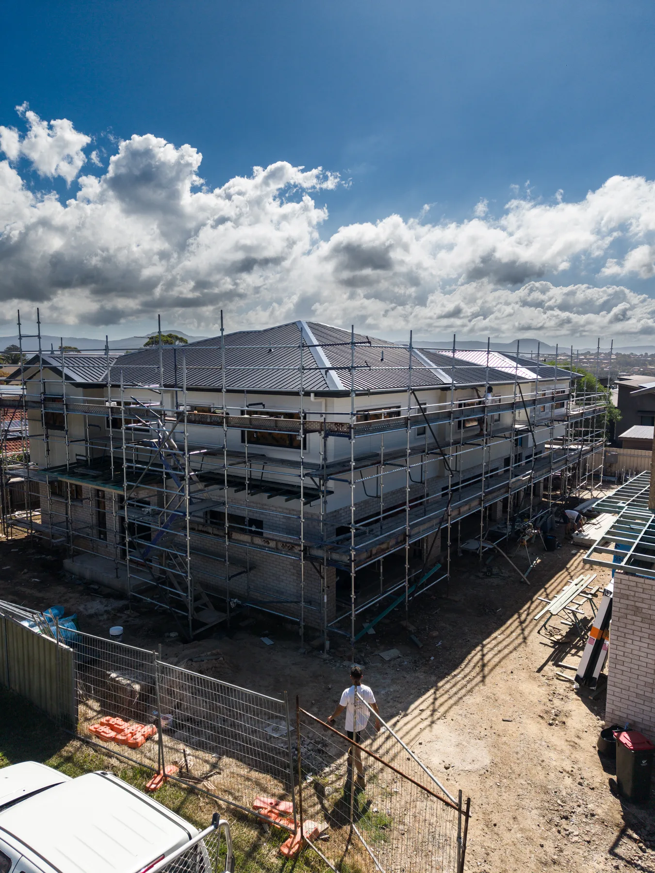 Aerial view of a completed residential painting project