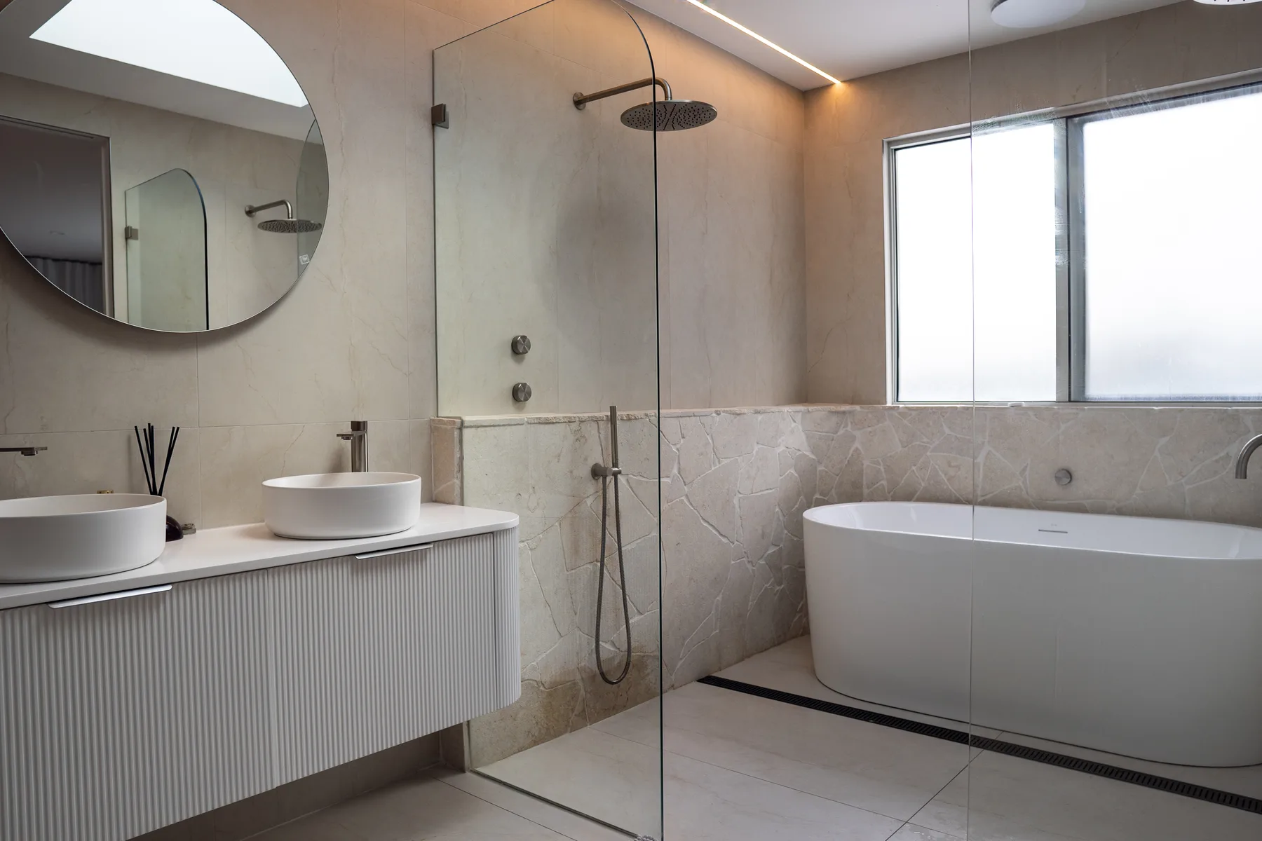 Completed modern bathroom painting project
