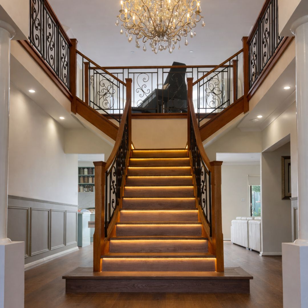 Repainted entry with grand staircase